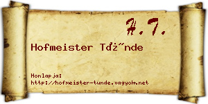 Hofmeister Tünde névjegykártya